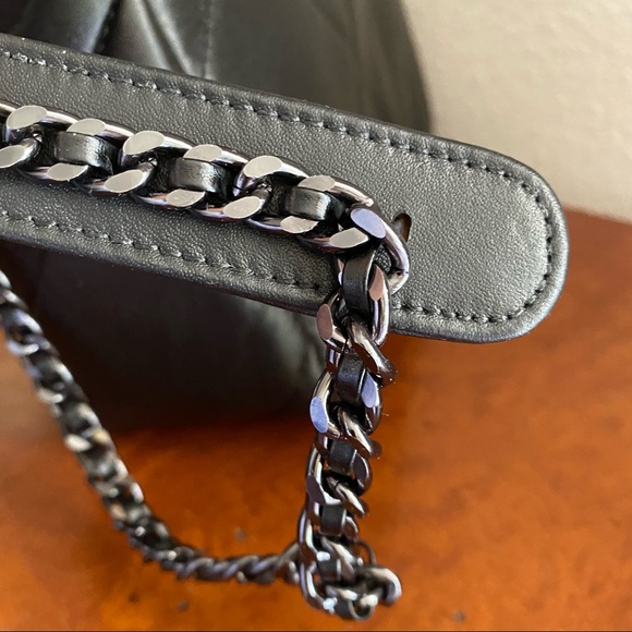 *READ Black Leather Flap Ombre Quilted Chain Crossbody Top Handle Purse Bag S4 - Picture 10 of 10